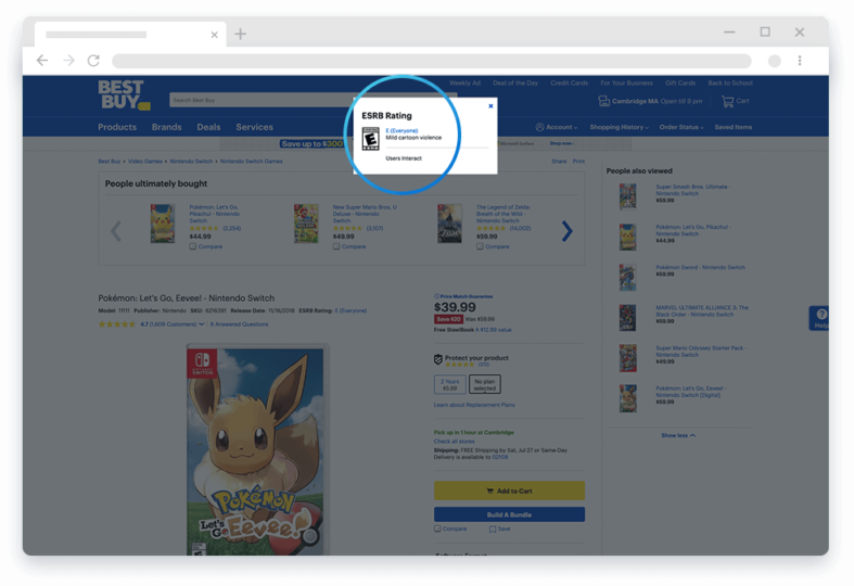 rating image on top of best buy page