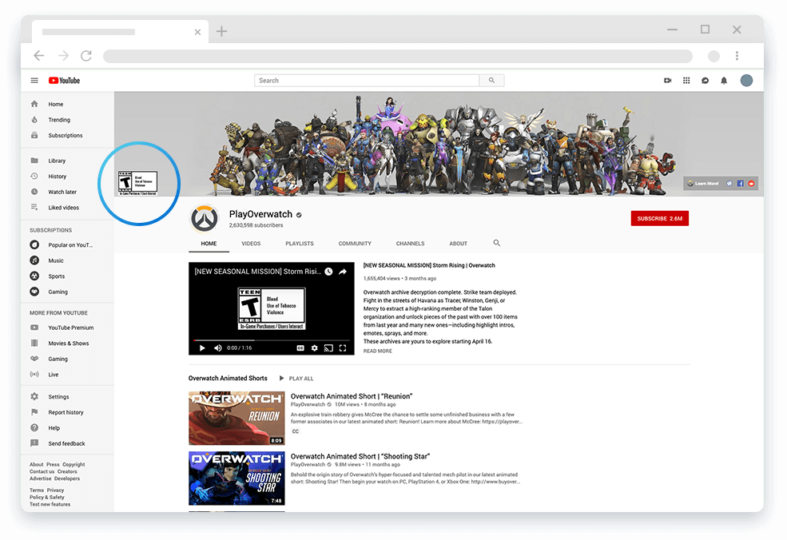 youtube page of playoverwatch