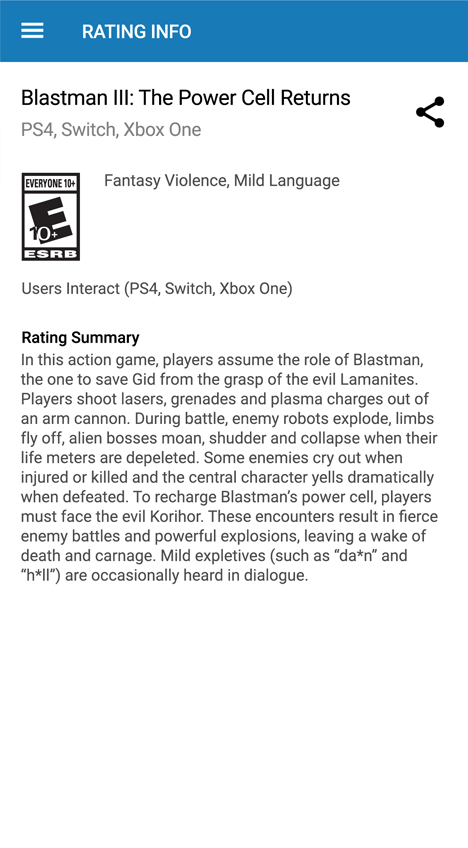 blastman Rating summary screenshot