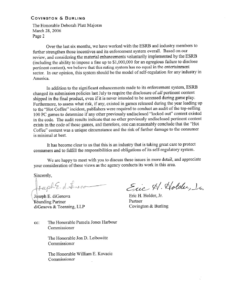 Letter from Covington and burling. ESRB blog post. 