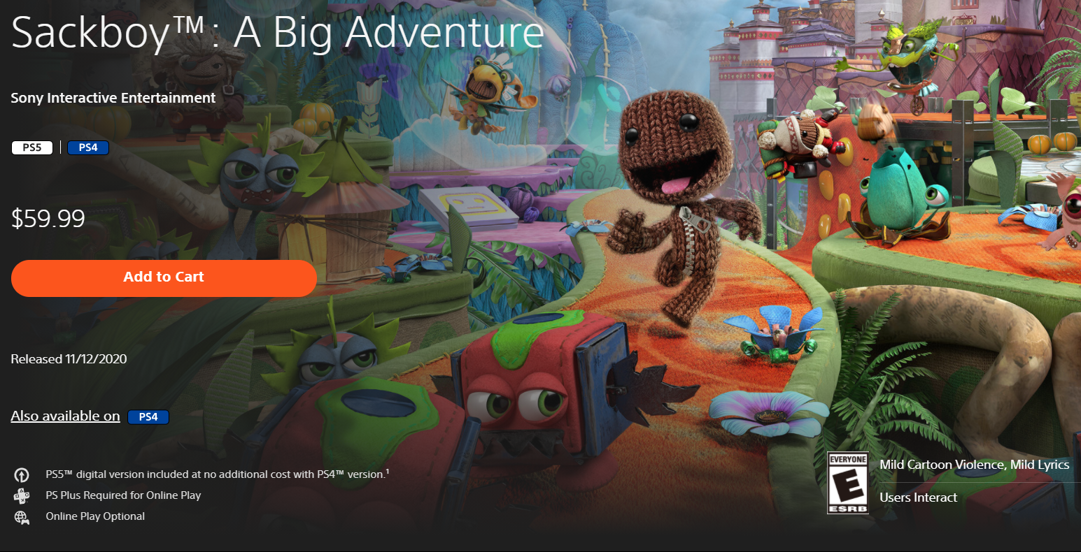 Sackboy: A Big Adventure - Rating