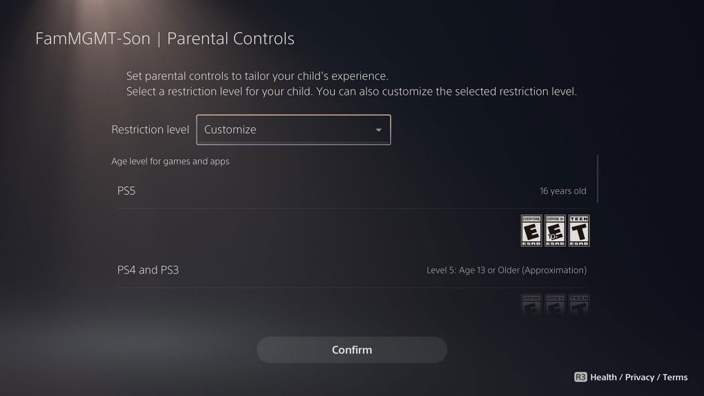 PlayStation 5 - Parental Controls