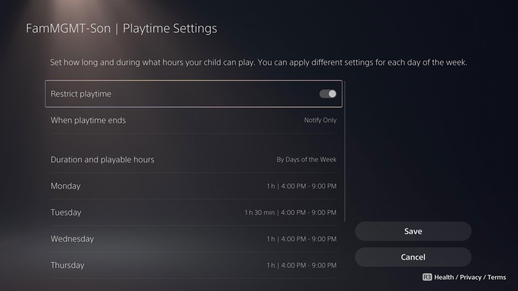 Playtime limits
