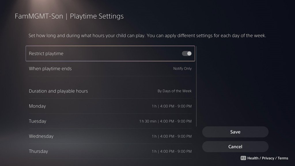 PlayStation 5 - Parental Controls