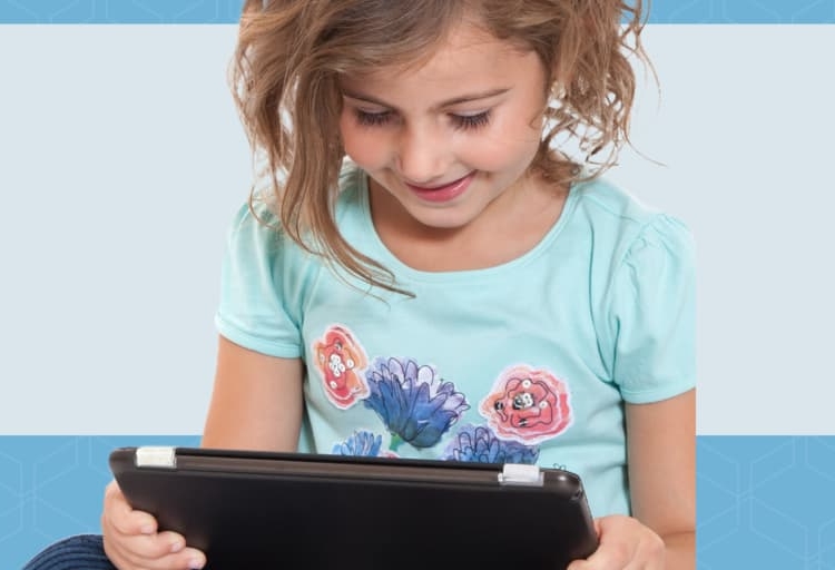 Ending the Tug-of-War Over Screen Time in the Home. ESRB blog post. Little girl playing a video game.