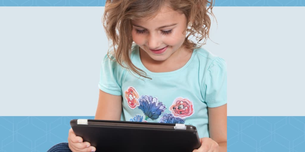 Ending the Tug-of-War Over Screen Time in the Home. ESRB blog post. Little girl playing a video game.