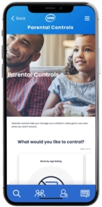 An Image of ESRB's parental controls guides page as it appears on the ESRB app. This includes step-by-step guides to help parents set parental controls to help manage their kids' video game experiences.