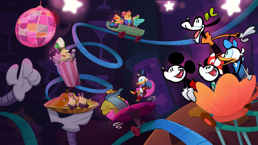 Mickey, Minnie, Goofy and Donald are joined by the rest of the cast of Disney Illusion Island.