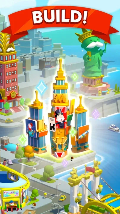 Monopoly Go! Screen describing how building int he game may look